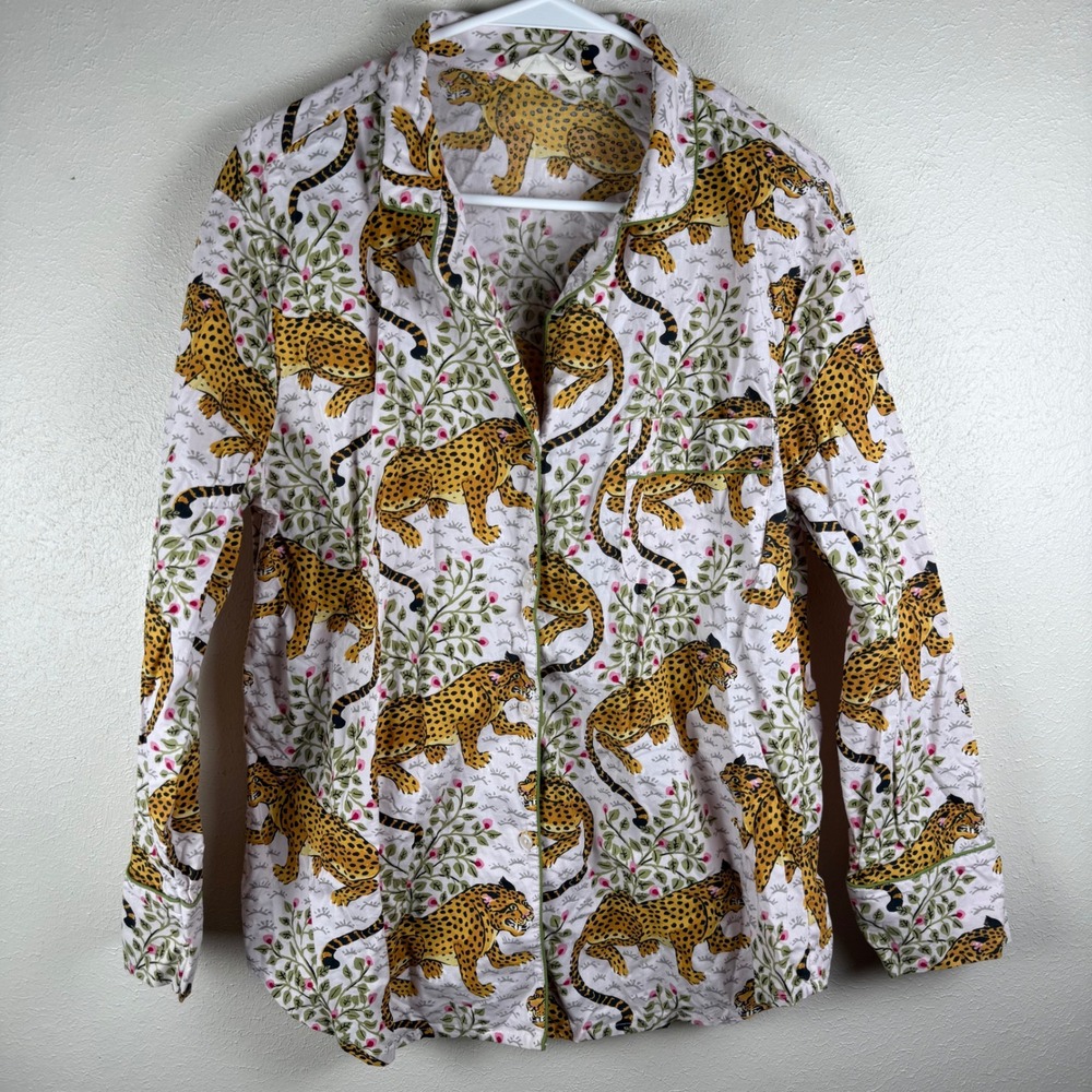 Printfresh Bagheera Cotton Pajama Set Long Sleeve Top, Pants, Womens Medium - Picture 2 of 13